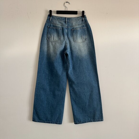 Commense Contrast Side Striped Wide-Leg Jeans NWT, Size M - Picture 10 of 17